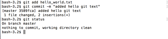 git add and commit hello git text