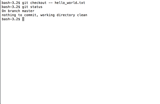 git checkout -- hello_world.txt