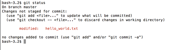 git status after changes