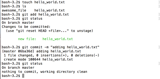 create and commit hello_world.txt