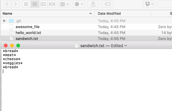 sandwich.txt in editor