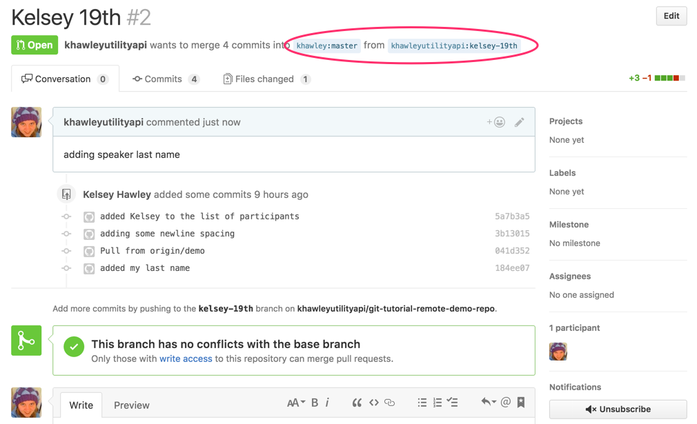 github forked pull request created