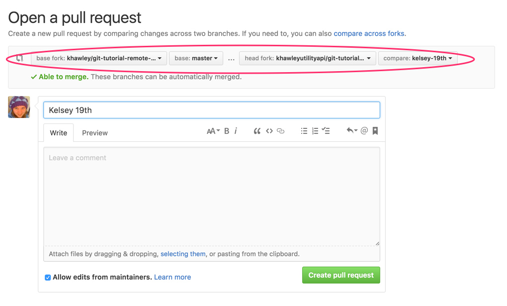 github forked pull request